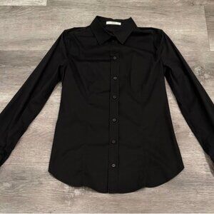 PRADA Black Stretch Cotton Button Down Shirt Womens Size 42